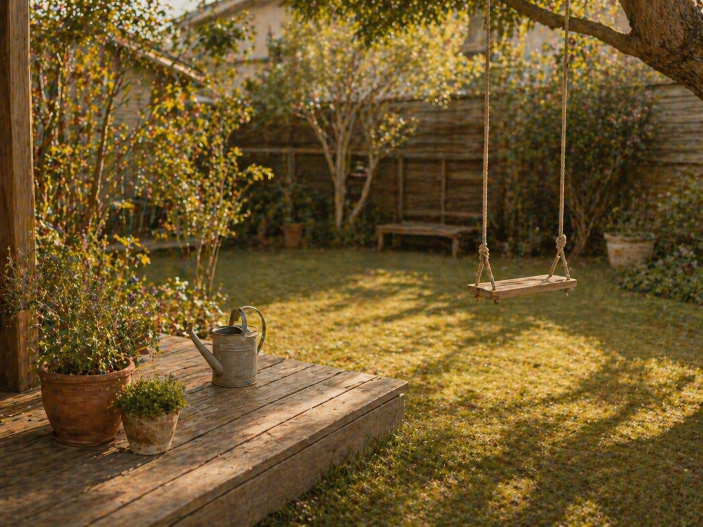 お庭・園庭 - 木のブランコのある庭